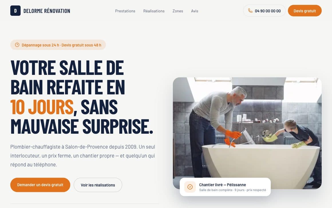 Delorme Rénovation — plombier-chauffagiste — site d'exemple