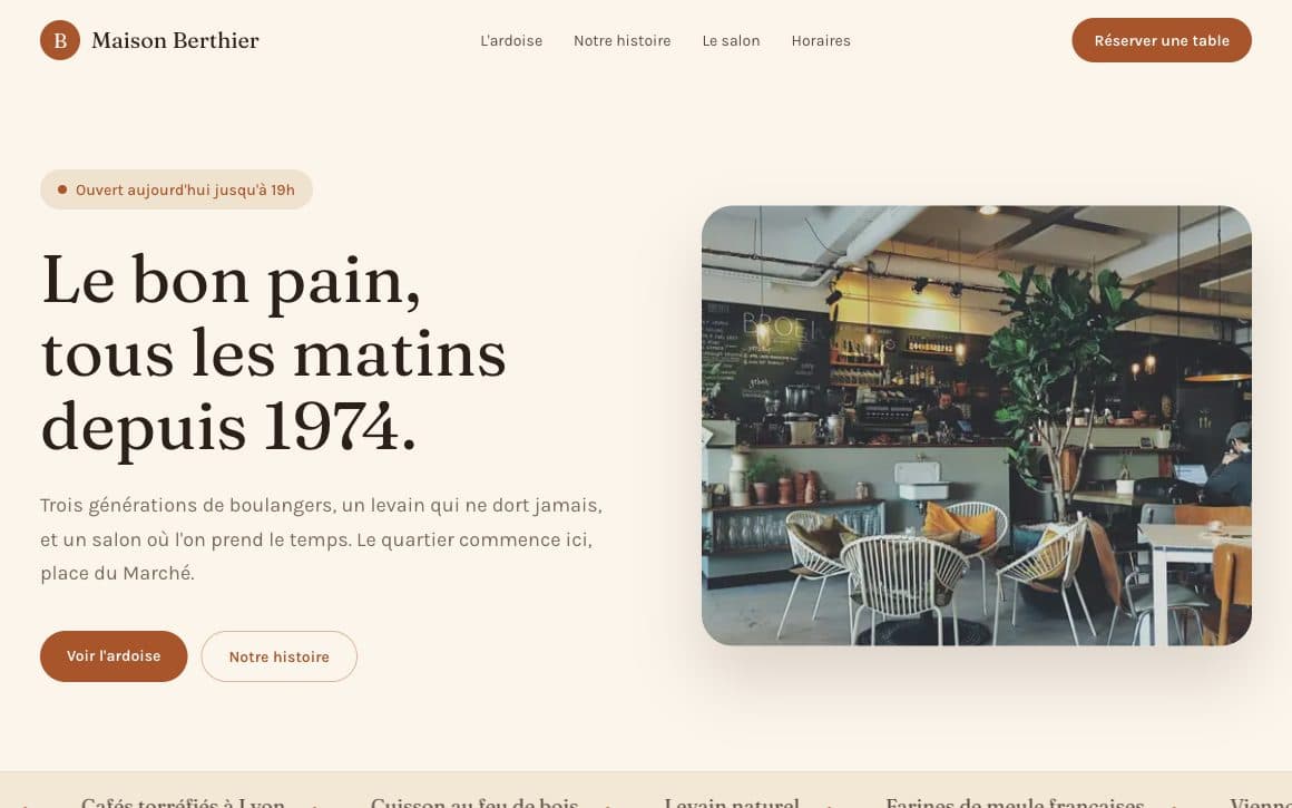Maison Berthier — boulangerie & café — site d'exemple